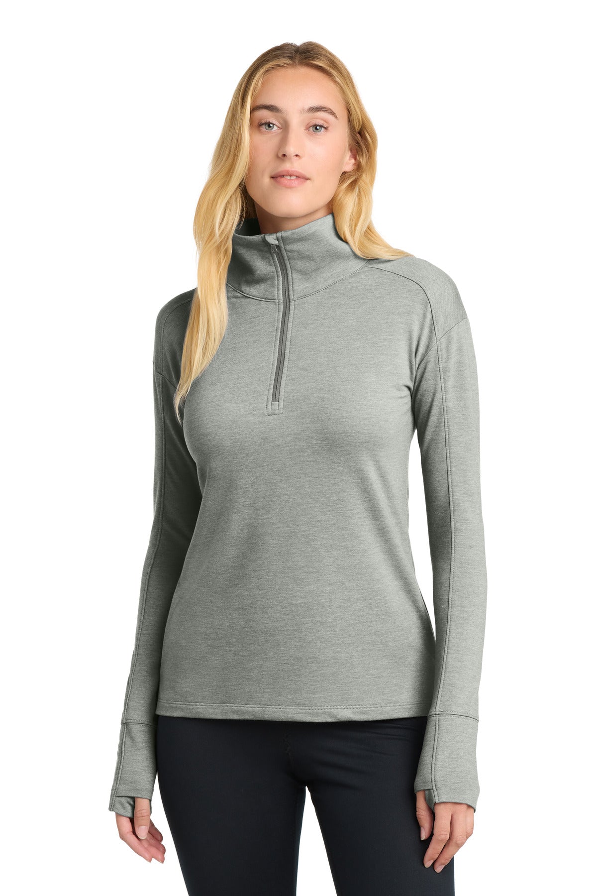 Sport-Tek Women's Sport-Wick Flex Fleece 1/4-Zip. LST561 - Light Grey Heather
