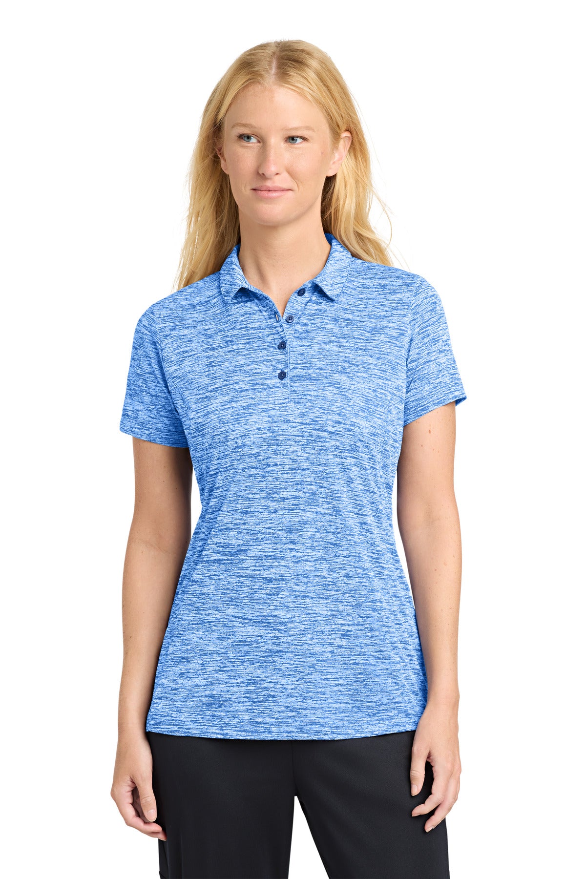 Sport-Tek  Women's PosiCharge  Electric Heather Polo. LST590 - True Royal Electric