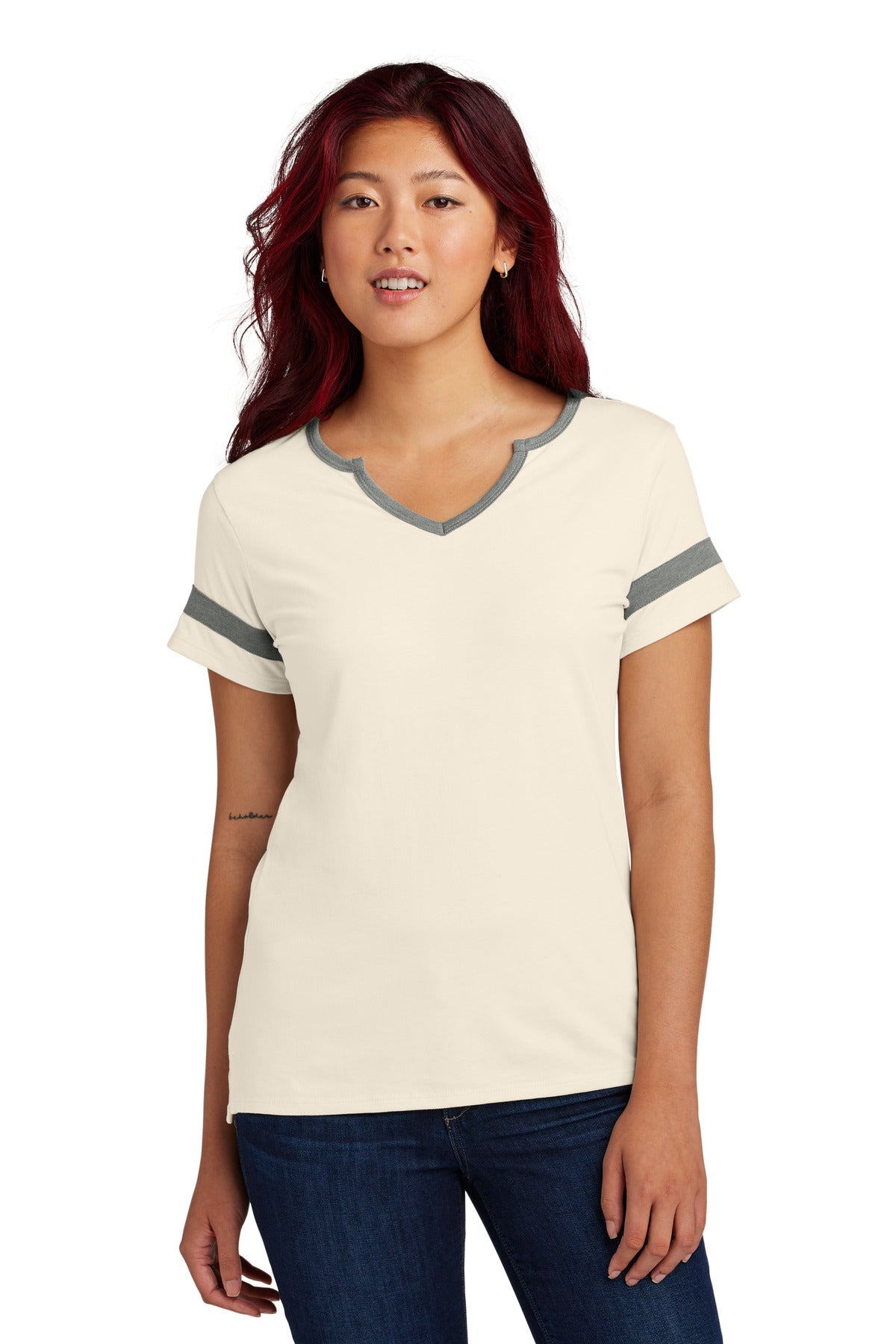 Sport-Tek Women's Halftime Notch Neck Tee LST6041 - Ecru/ Vintage Heather