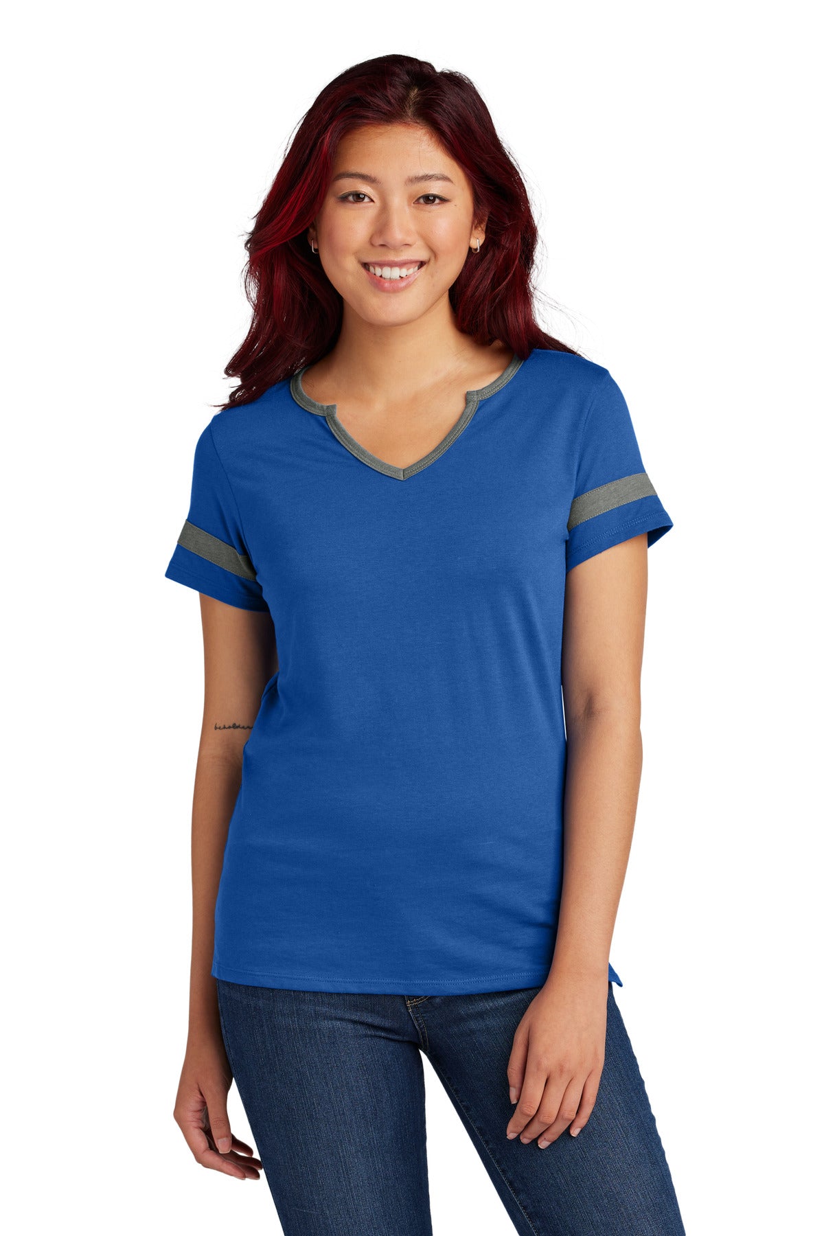 Sport-Tek Women's Halftime Notch Neck Tee LST6041 - True Royal/ Vintage Heather