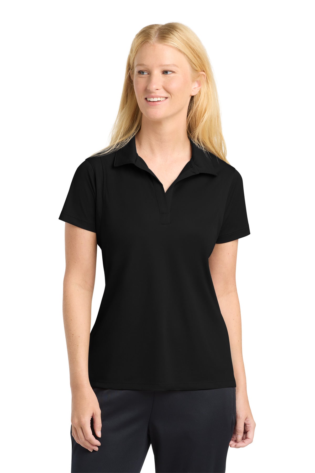 Sport-Tek Women's Micropique Sport-Wick Polo. LST650 - Black
