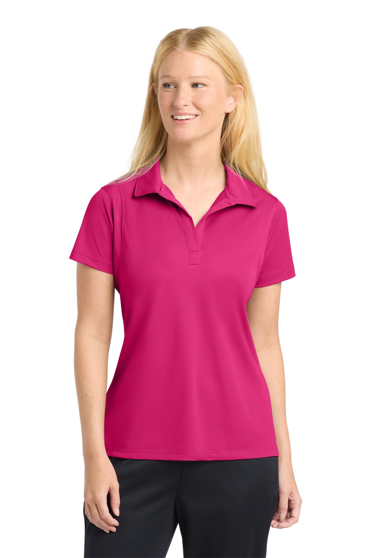 Sport-Tek Women's Micropique Sport-Wick Polo. LST650 - Pink Raspberry