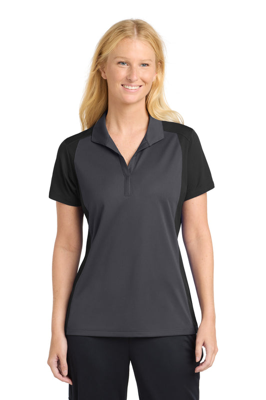 Sport-Tek Women's Colorblock Micropique Sport-Wick Polo. LST652 - Iron Grey/ Black