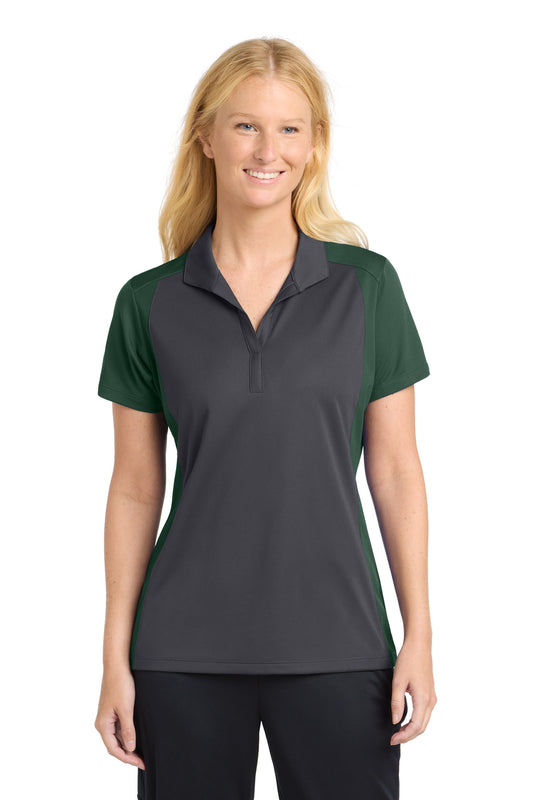 Sport-Tek Women's Colorblock Micropique Sport-Wick Polo. LST652 - Iron Grey/ Forest Green