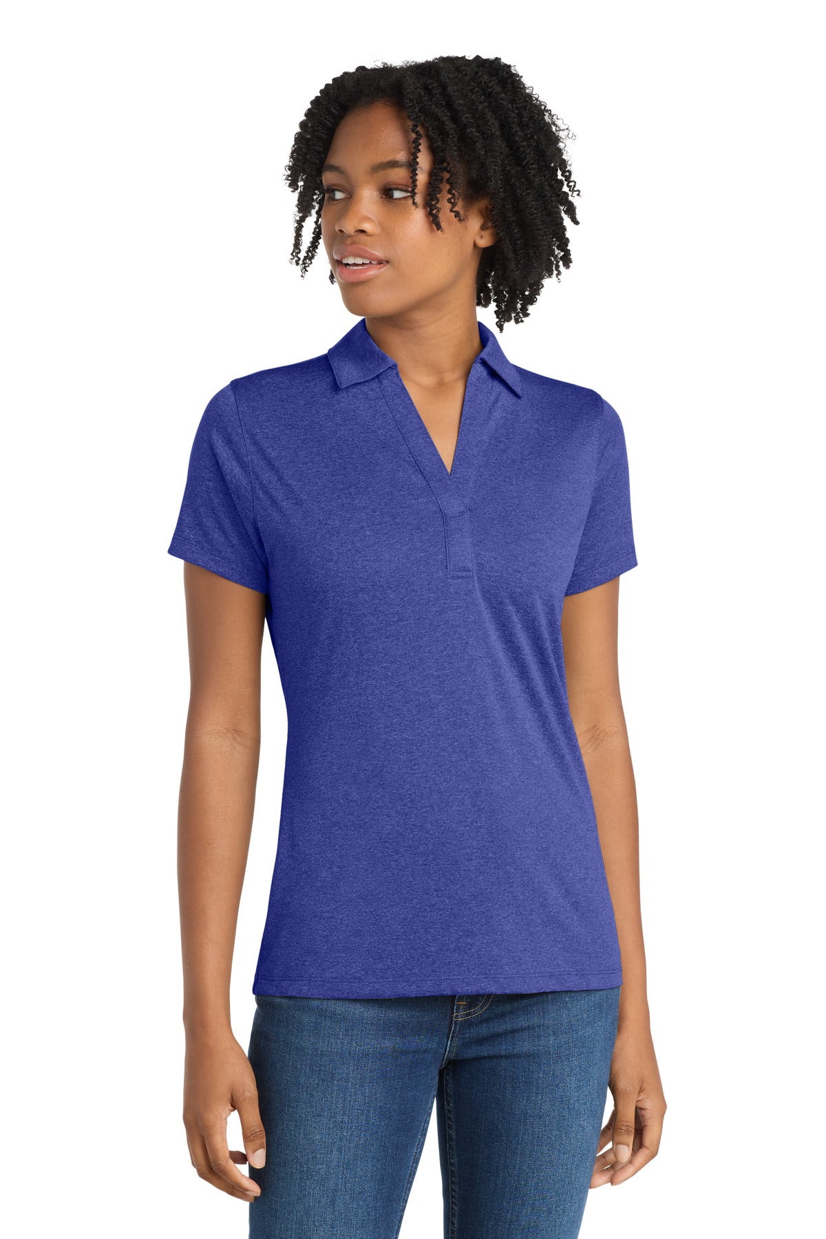 Sport-Tek Women's Heather Contender Polo. LST660 - Cobalt Heather