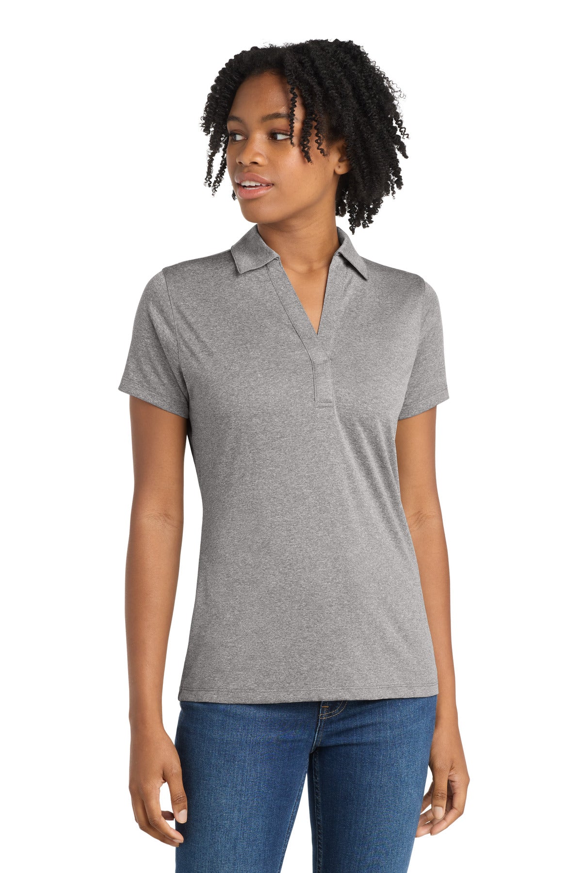 Sport-Tek Women's Heather Contender Polo. LST660 - Vintage Heather