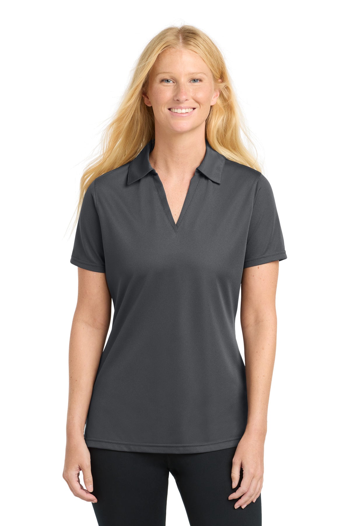 Sport-Tek Women's PosiCharge Active Textured Polo. LST690 - Iron Grey
