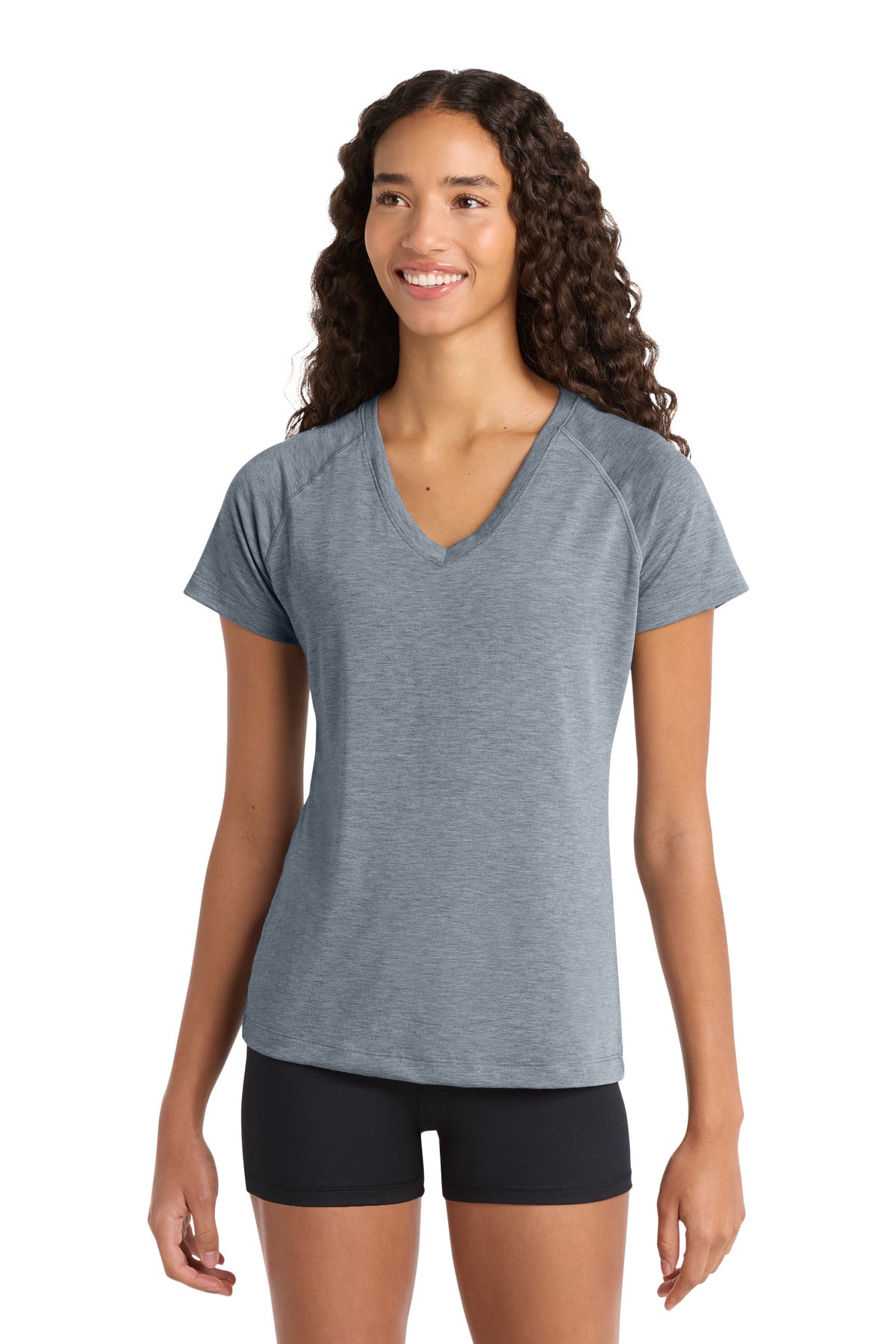 Sport-Tek Women's Ultimate Performance V-Neck. LST700 - Heather Grey