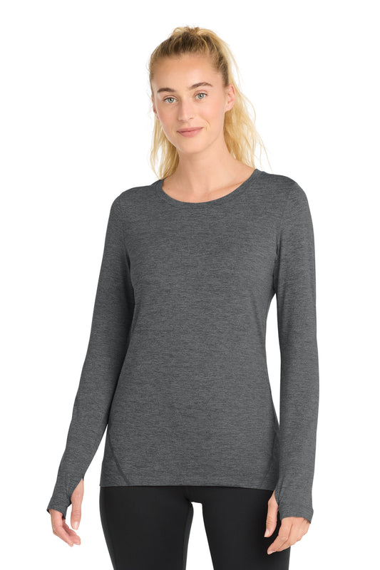 Sport-Tek  Women's Exchange 1.5 Long Sleeve Crew. LST710 - Graphite Heather