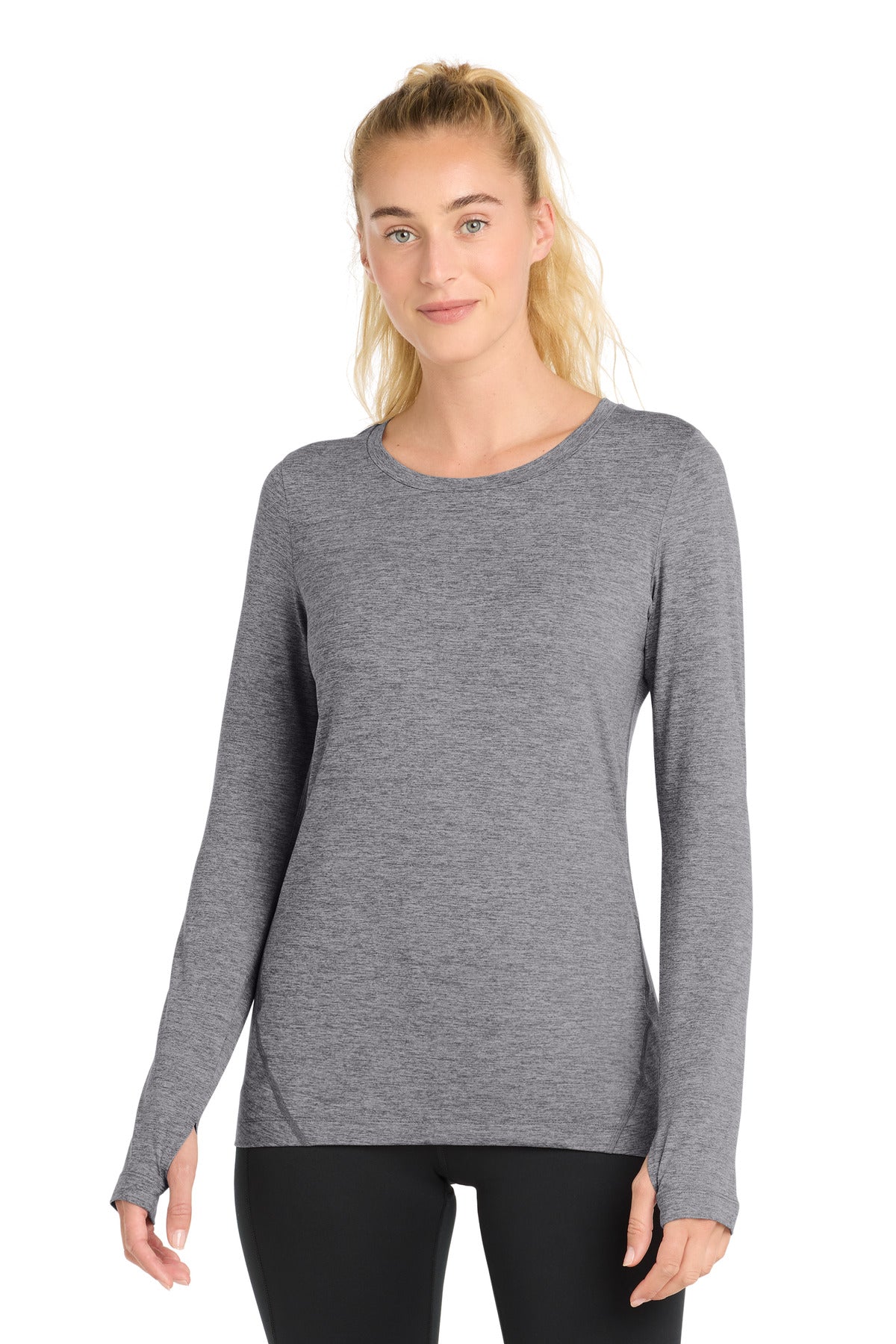 Sport-Tek  Women's Exchange 1.5 Long Sleeve Crew. LST710 - Grey Heather