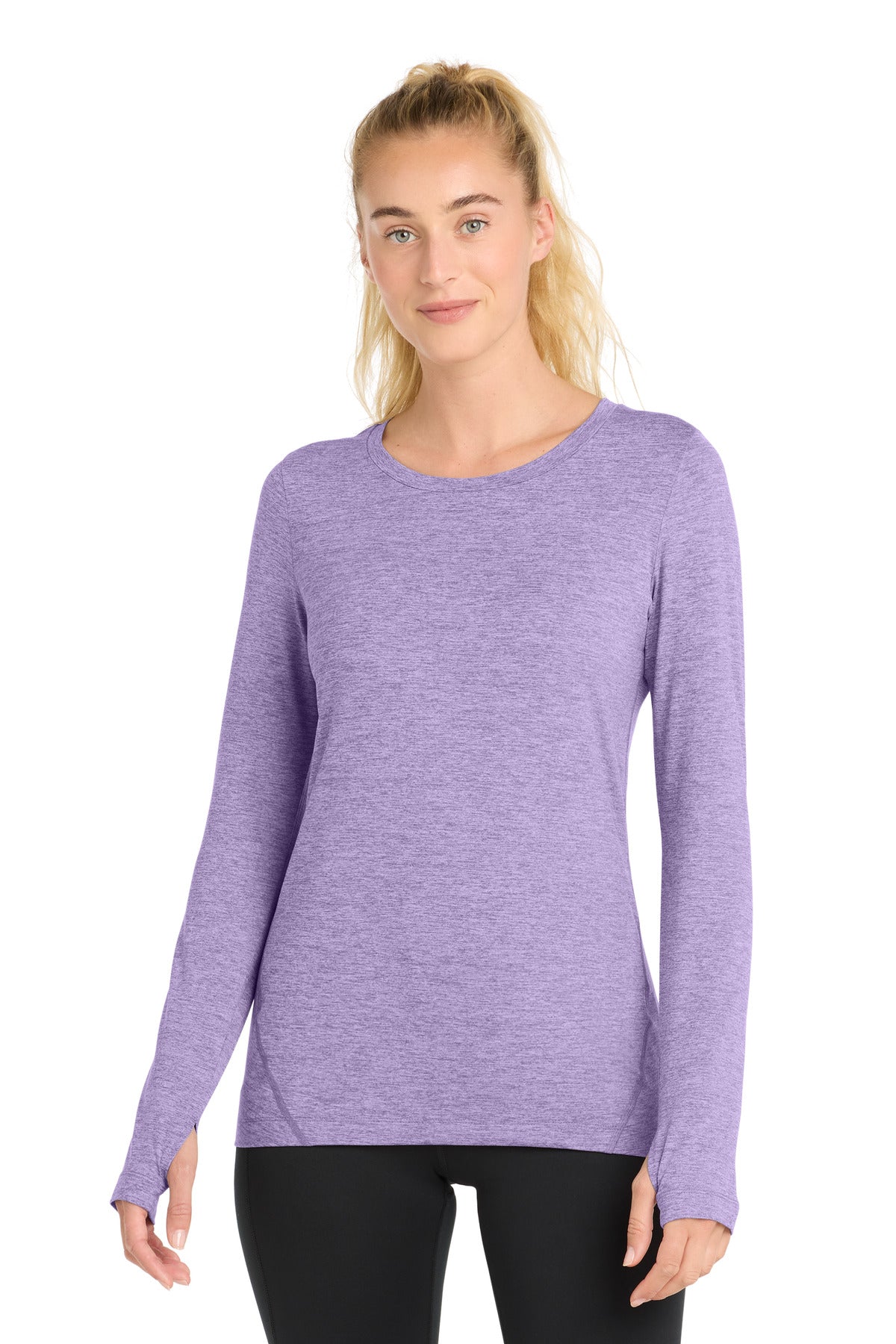 Sport-Tek  Women's Exchange 1.5 Long Sleeve Crew. LST710 - Hyacinth Heather