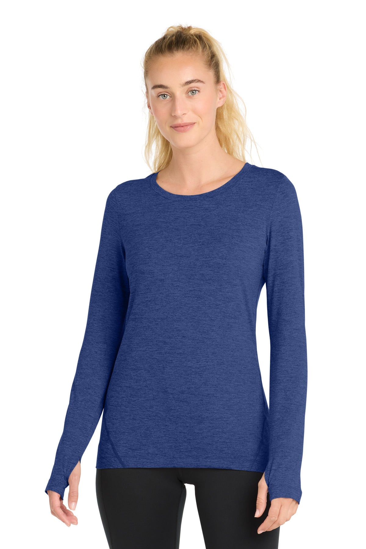 Sport-Tek  Women's Exchange 1.5 Long Sleeve Crew. LST710 - True Royal Heather