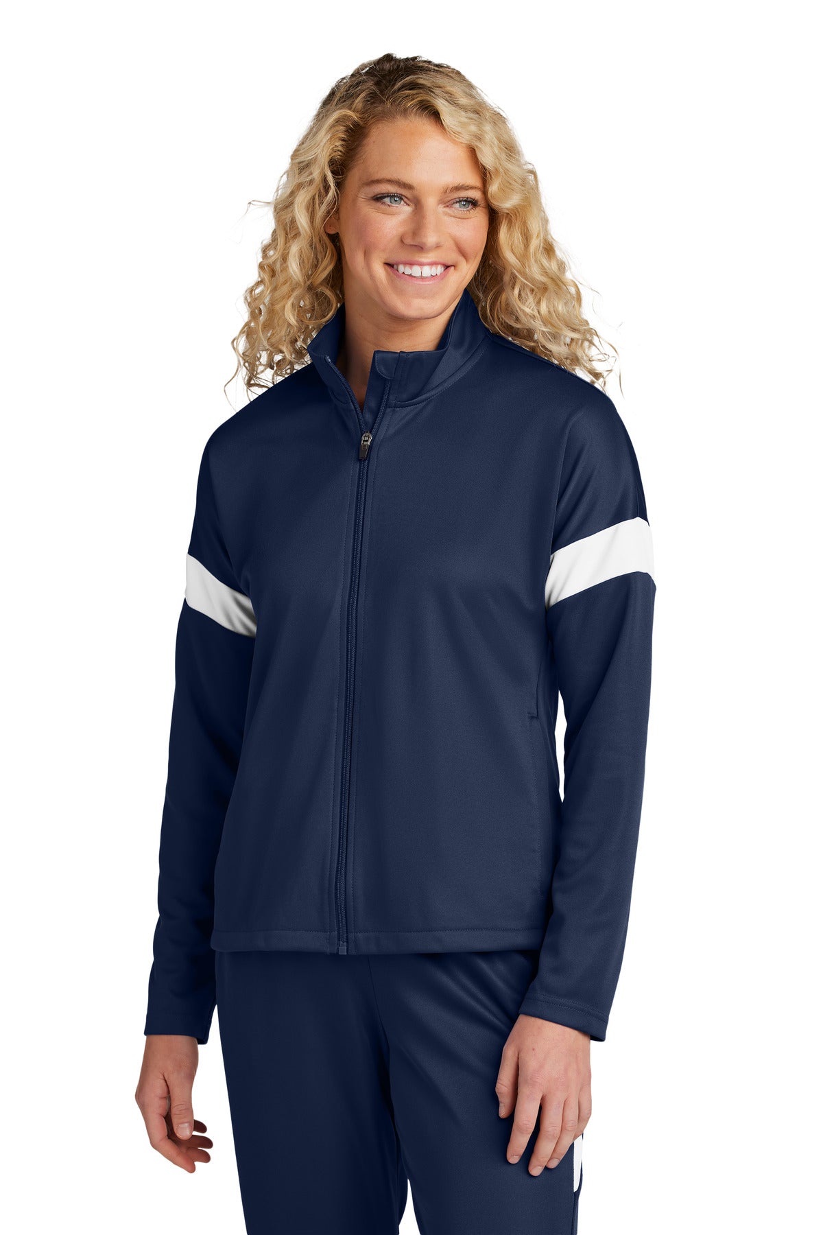 Sport-Tek Women's Travel Full-Zip Jacket LST800 - True Navy/ White