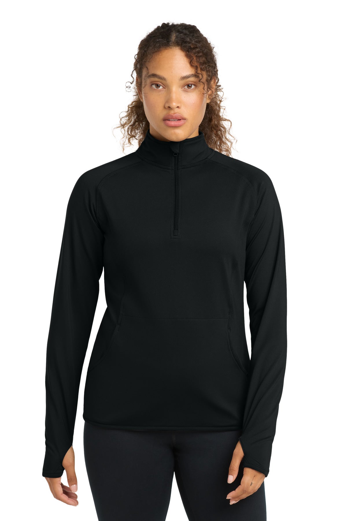 Sport-Tek Women's Sport-Wick Stretch 1/4-Zip Pullover. LST850 - Black