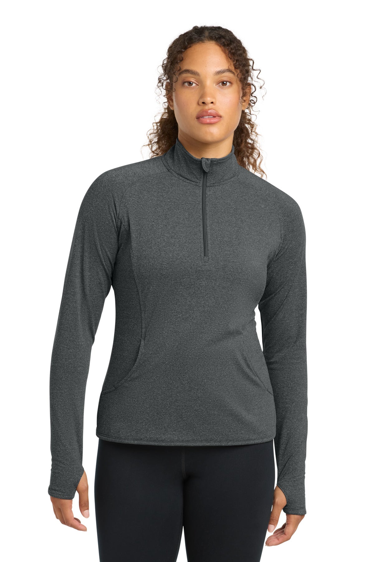 Sport-Tek Women's Sport-Wick Stretch 1/4-Zip Pullover. LST850 - Charcoal Grey Heather
