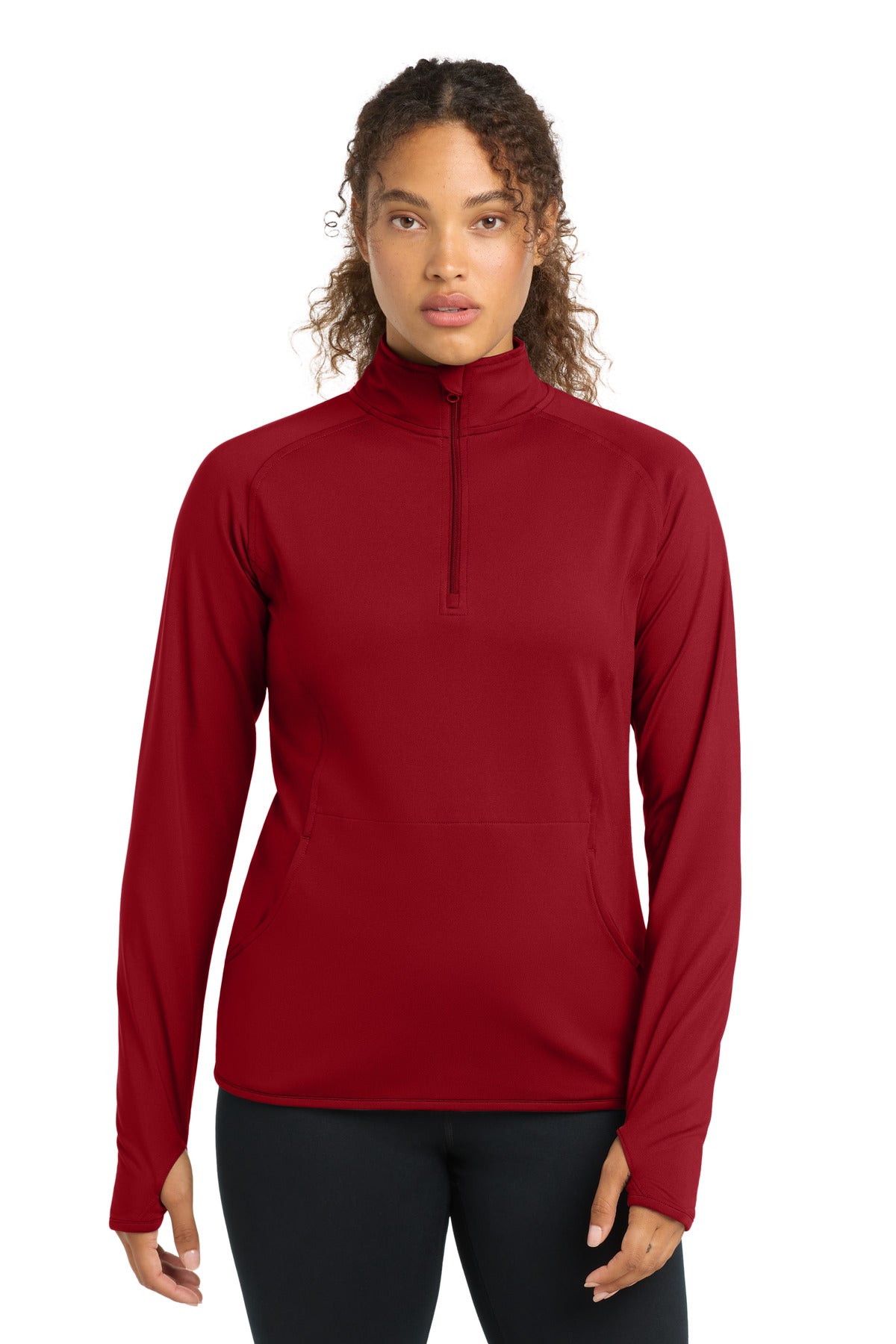 Sport-Tek Women's Sport-Wick Stretch 1/4-Zip Pullover. LST850 - Deep Red
