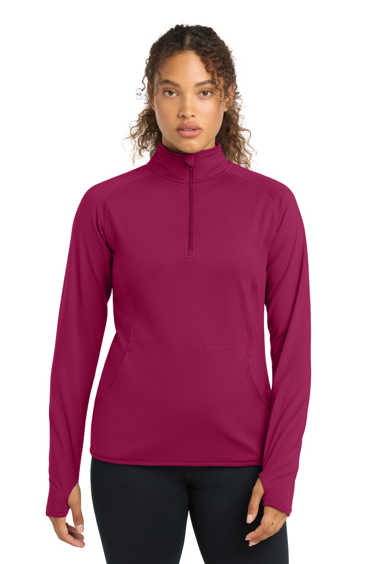 Sport-Tek Women's Sport-Wick Stretch 1/4-Zip Pullover. LST850 - Pink Rush