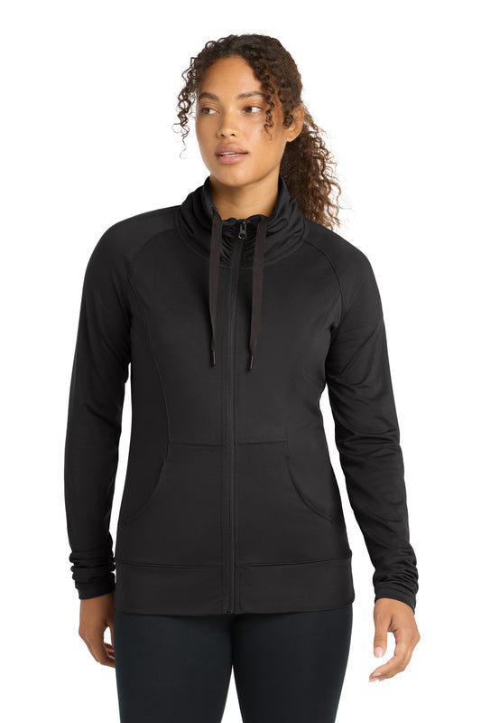 Sport-Tek Women's Sport-Wick Stretch Full-Zip Jacket. LST852 - Black