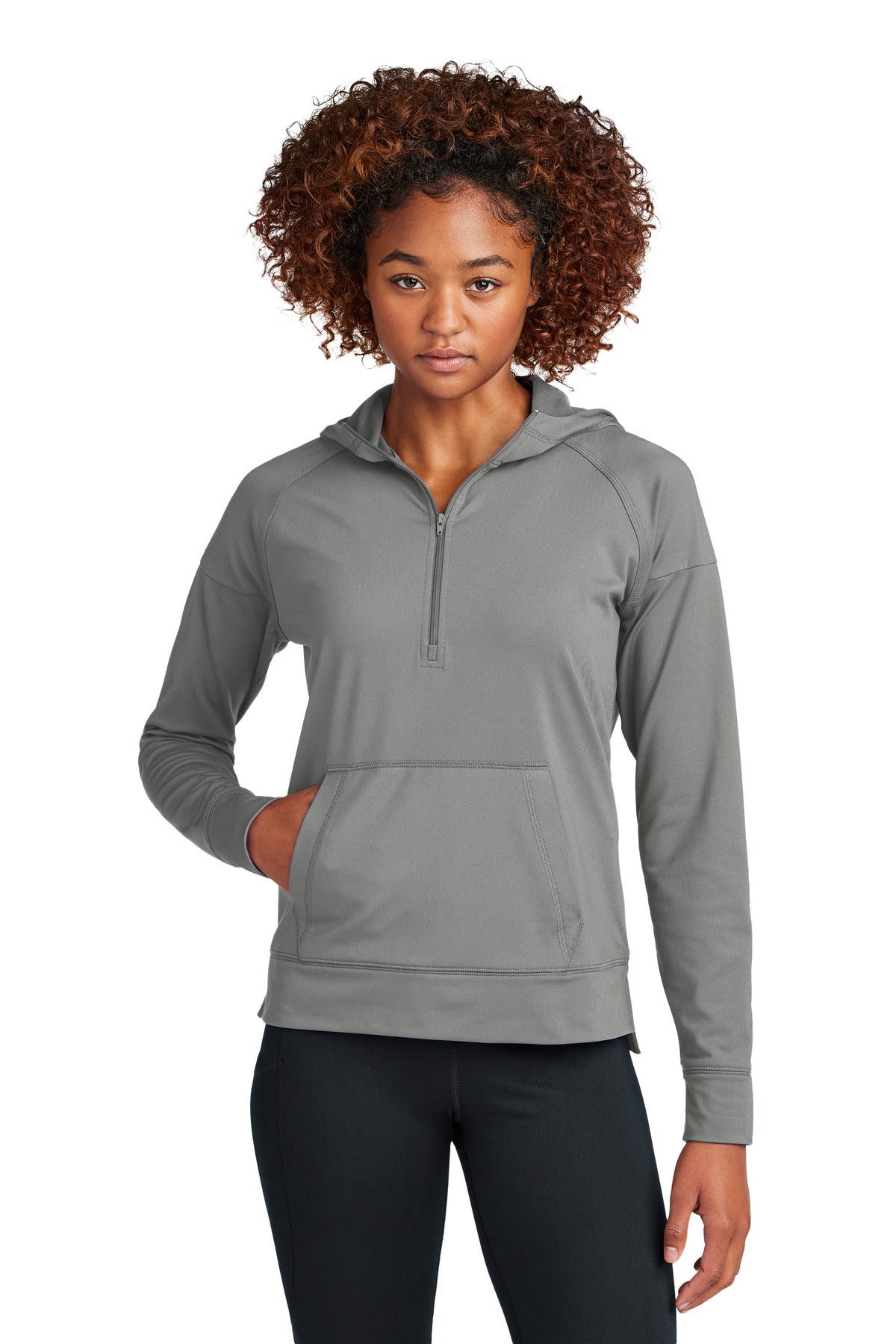 Sport-Tek Women's Sport-Wick Stretch 1/2-Zip Hoodie LST856 - Charcoal Grey