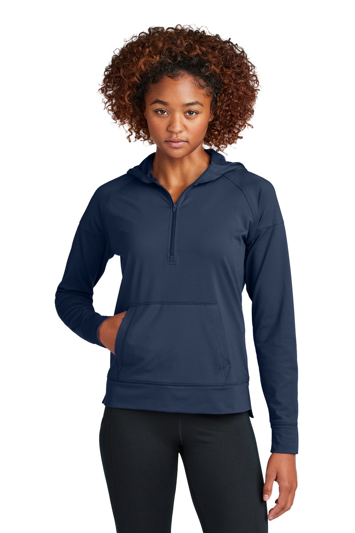 Sport-Tek Women's Sport-Wick Stretch 1/2-Zip Hoodie LST856 - True Navy