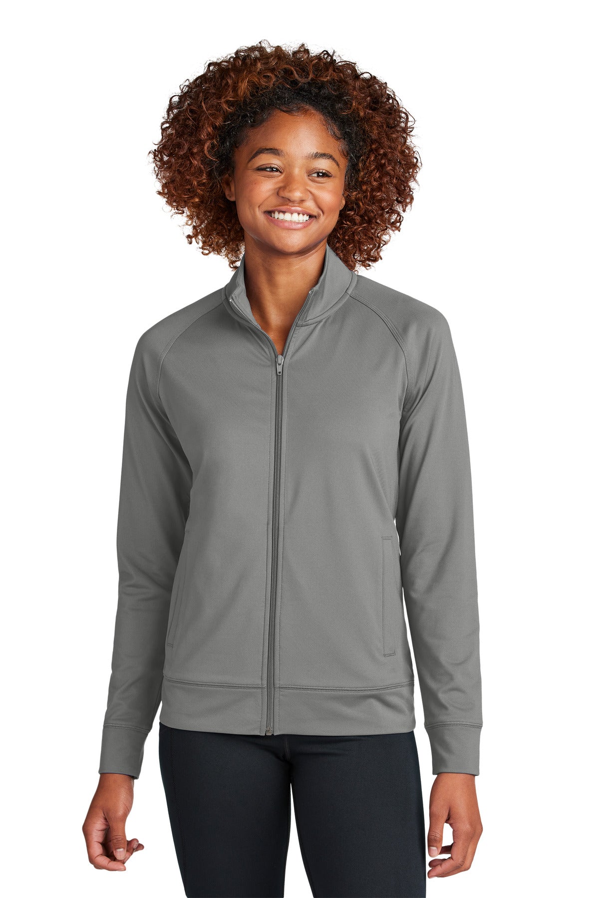 Sport-Tek Women's Sport-Wick Stretch Full-Zip Cadet Jacket LST857 - Charcoal Grey