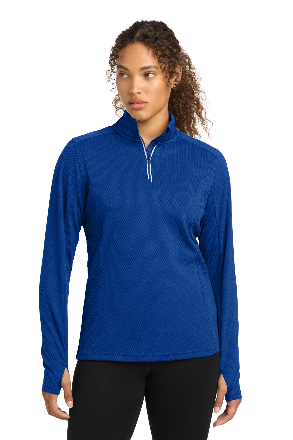 Sport-Tek Women's Sport-Wick Textured 1/4-Zip Pullover.  LST860 - True Royal