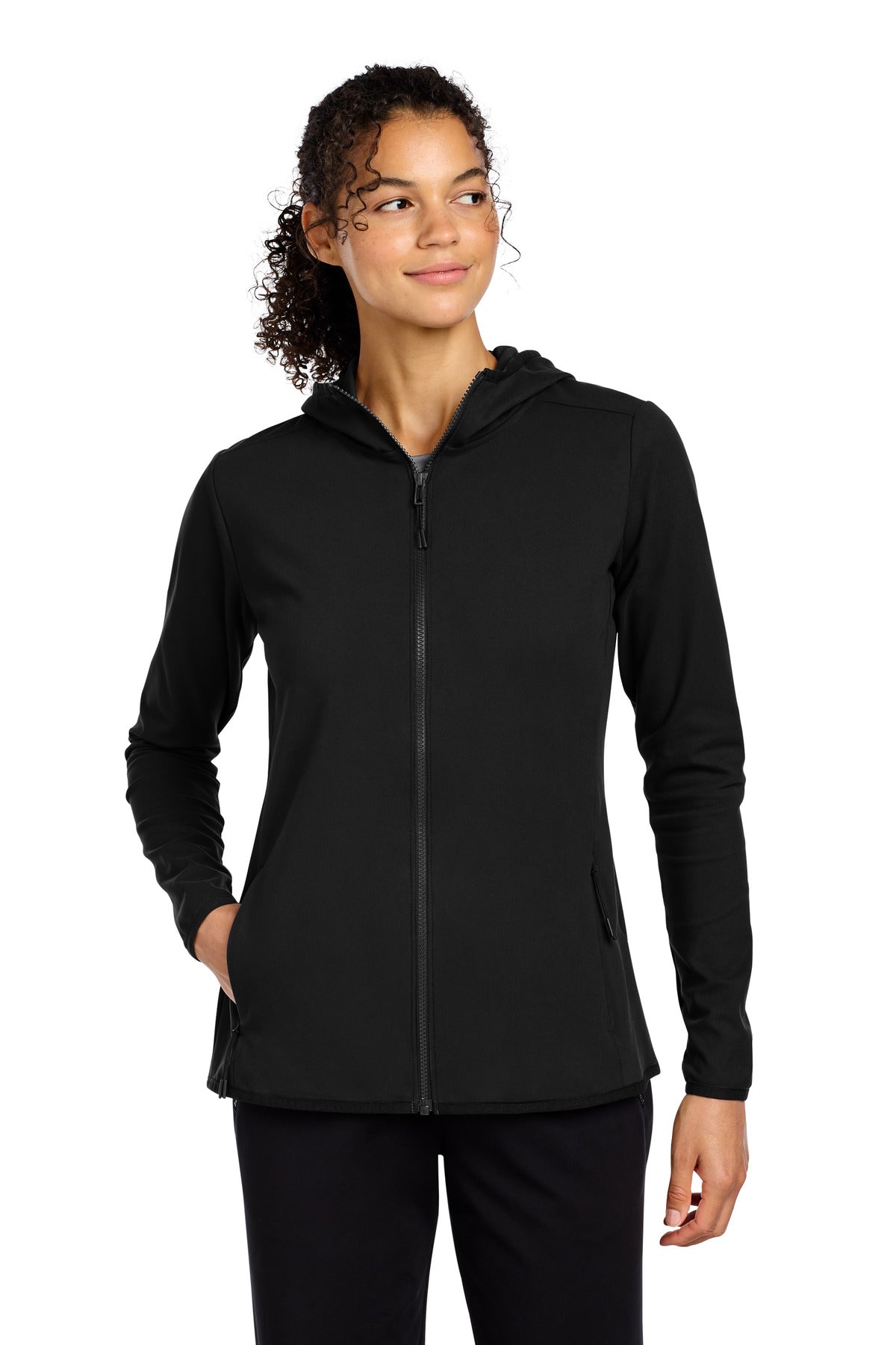 Sport-Tek Women's Circuit Hooded Full-Zip LST870 - Deep Black