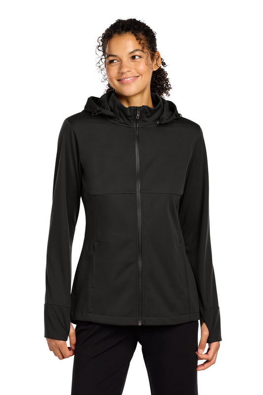 Sport-Tek Women's Hooded Soft Shell Jacket LST980 - Deep Black