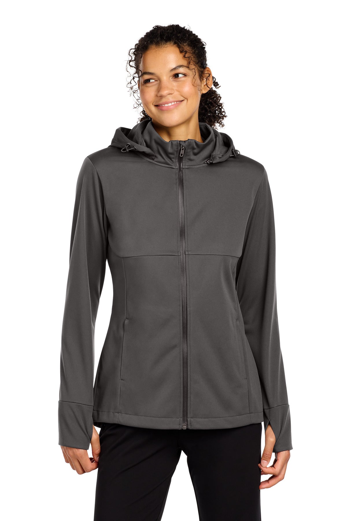 Sport-Tek Women's Hooded Soft Shell Jacket LST980 - Graphite