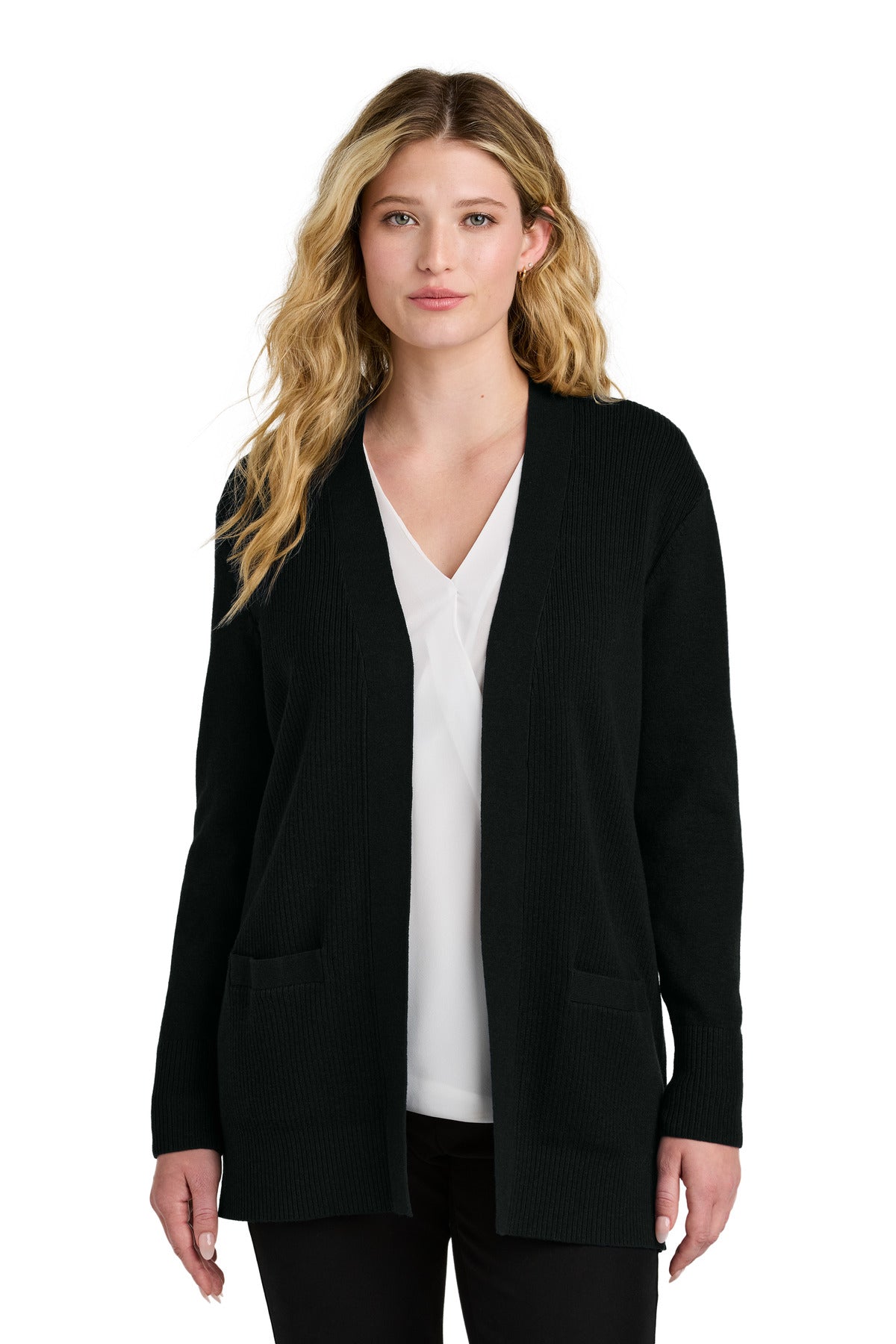 Port Authority Women's Easy Care Open-Front Cardigan Sweater LSW2890 - Deep Black