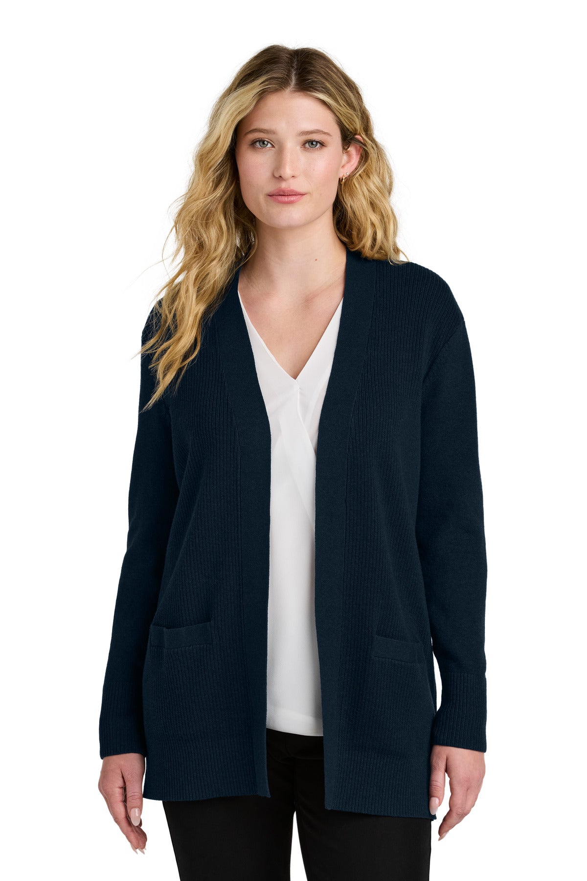 Port Authority Women's Easy Care Open-Front Cardigan Sweater LSW2890 - River Blue Navy