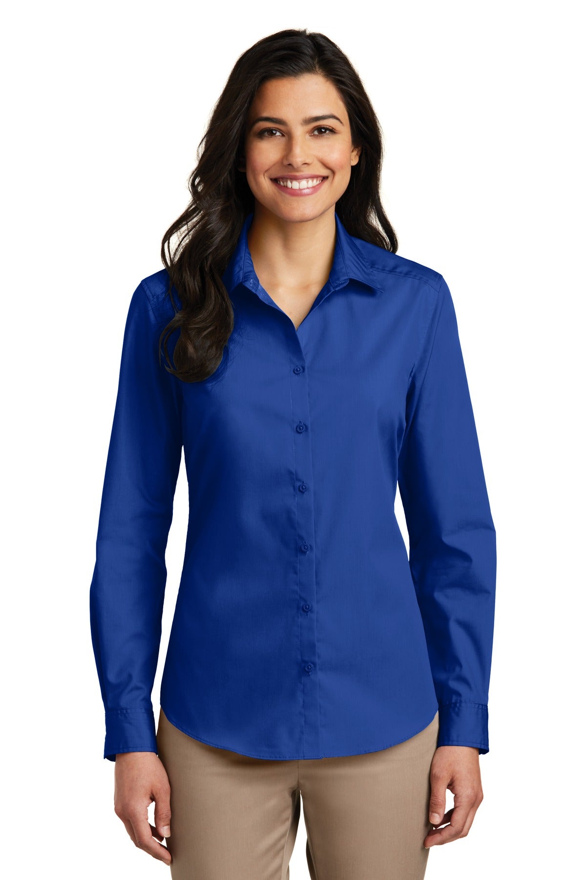 Port Authority Women's Long Sleeve Carefree Poplin Shirt. LW100 - True Royal