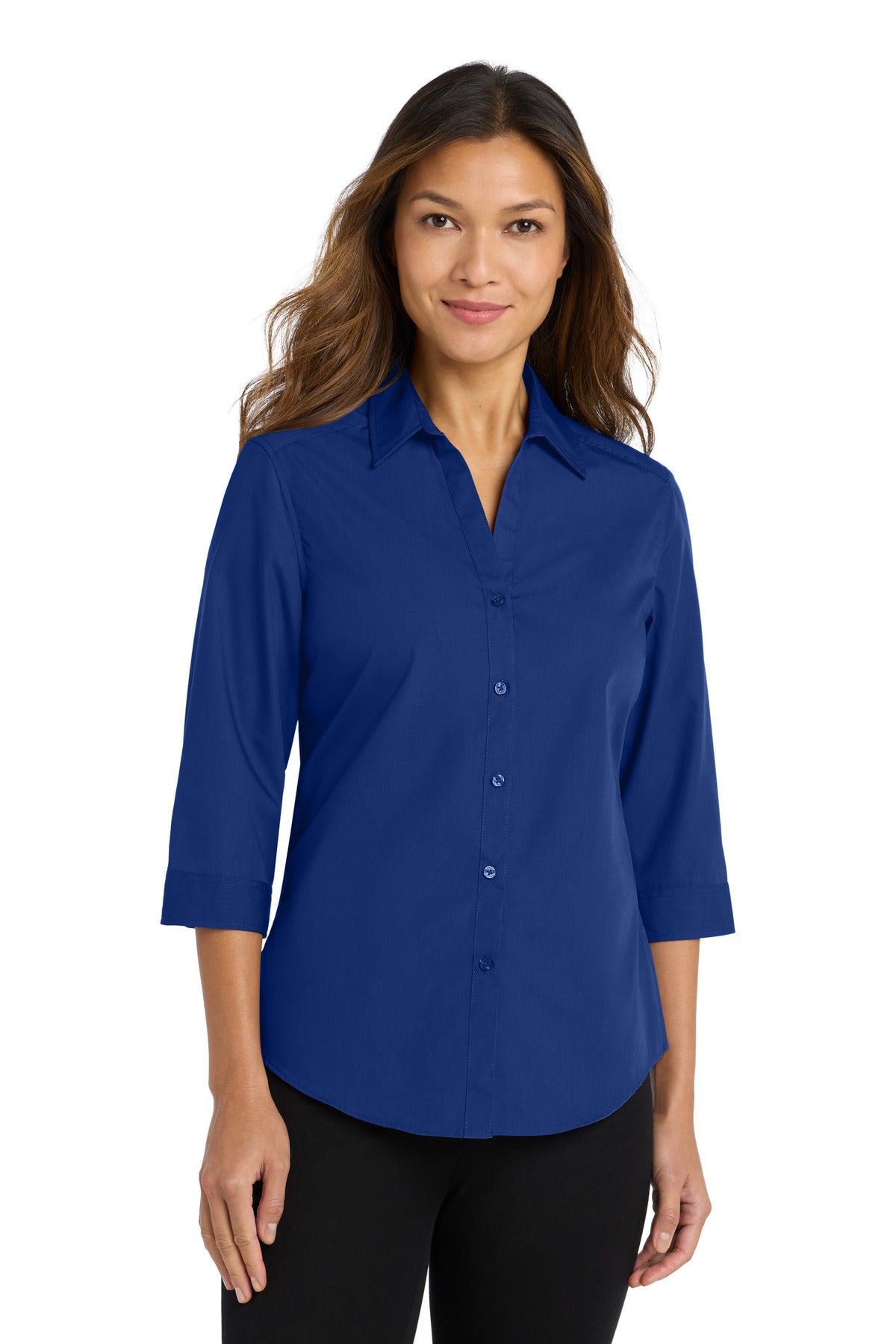 Port Authority Women's 3/4-Sleeve Carefree Poplin Shirt. LW102 - True Royal