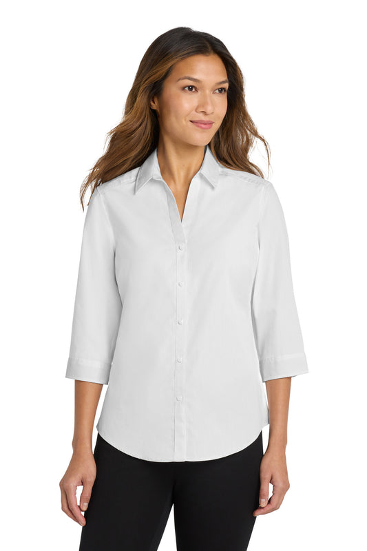 Port Authority Women's 3/4-Sleeve Carefree Poplin Shirt. LW102 - White