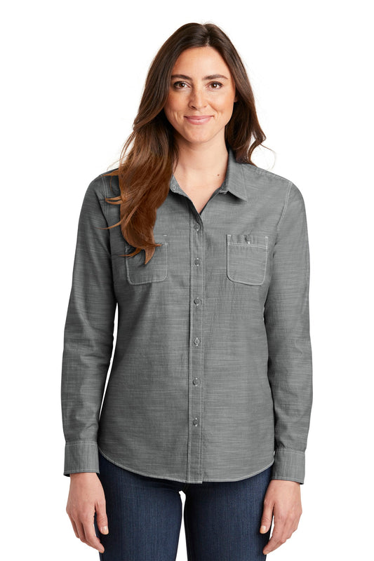 Port Authority Women's Slub Chambray Shirt. LW380 - Grey