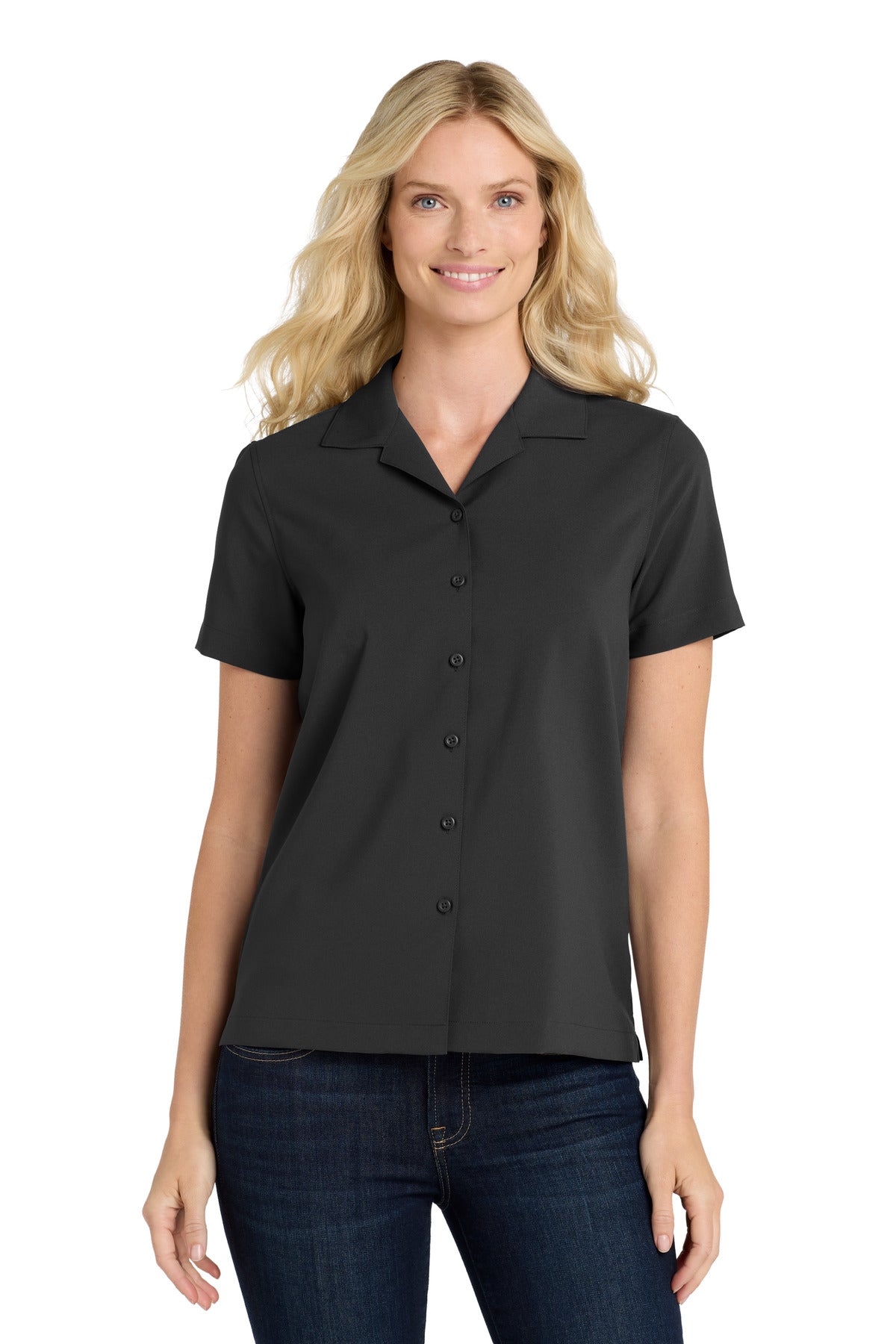 Port Authority Women's Short Sleeve Performance Staff Shirt LW400 - Black