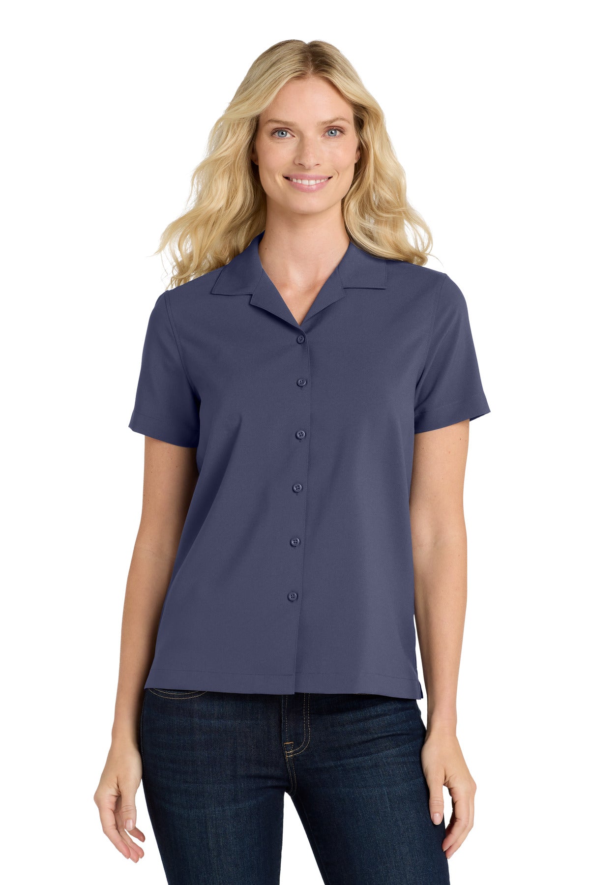 Port Authority Women's Short Sleeve Performance Staff Shirt LW400 - True Navy
