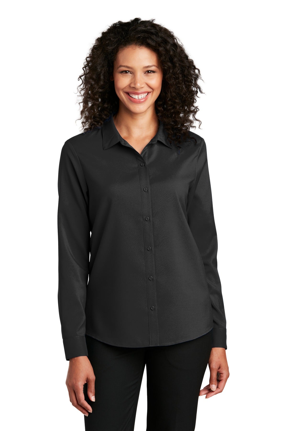Port Authority Women's Long Sleeve Performance Staff Shirt LW401 - Black