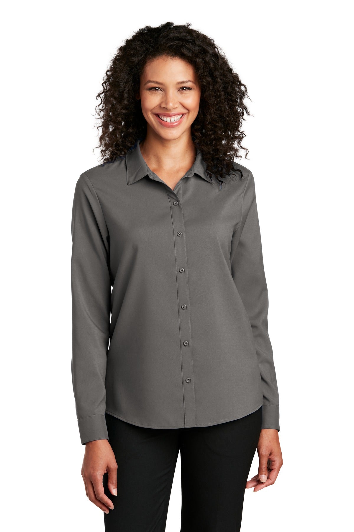 Port Authority Women's Long Sleeve Performance Staff Shirt LW401 - Graphite