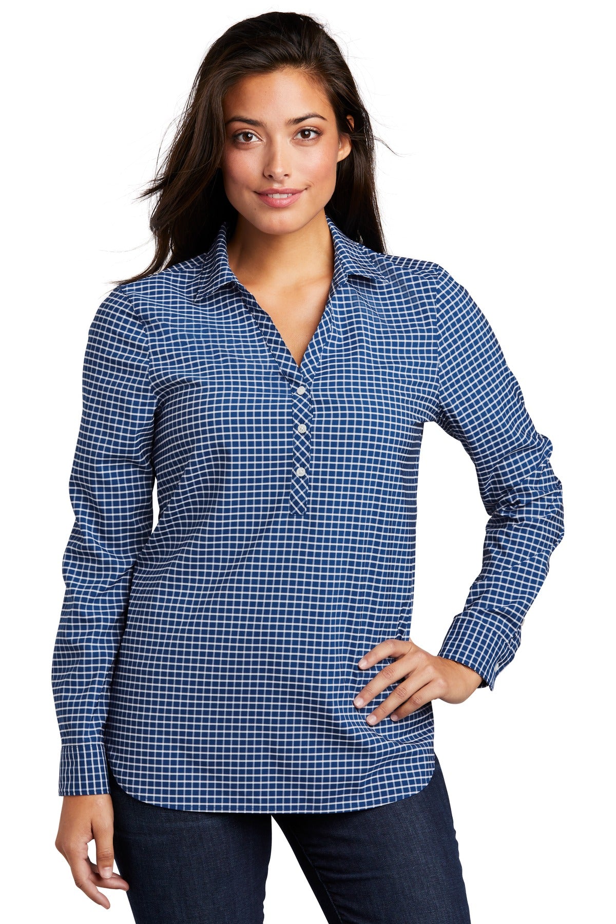 Port Authority  Ladies City Stretch Tunic LW680 - True Blue/ White