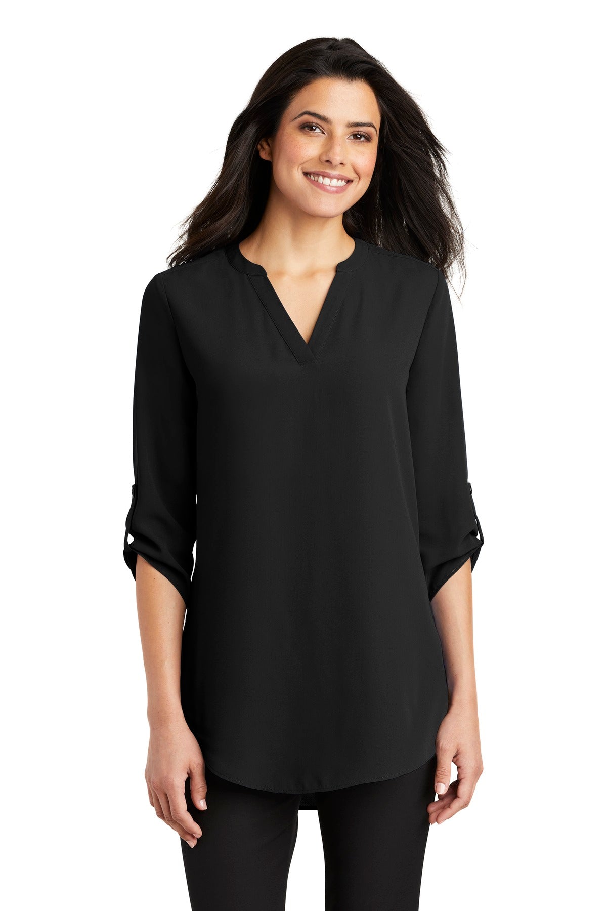 Port Authority Women's 3/4-Sleeve Tunic Blouse. LW701 - Black