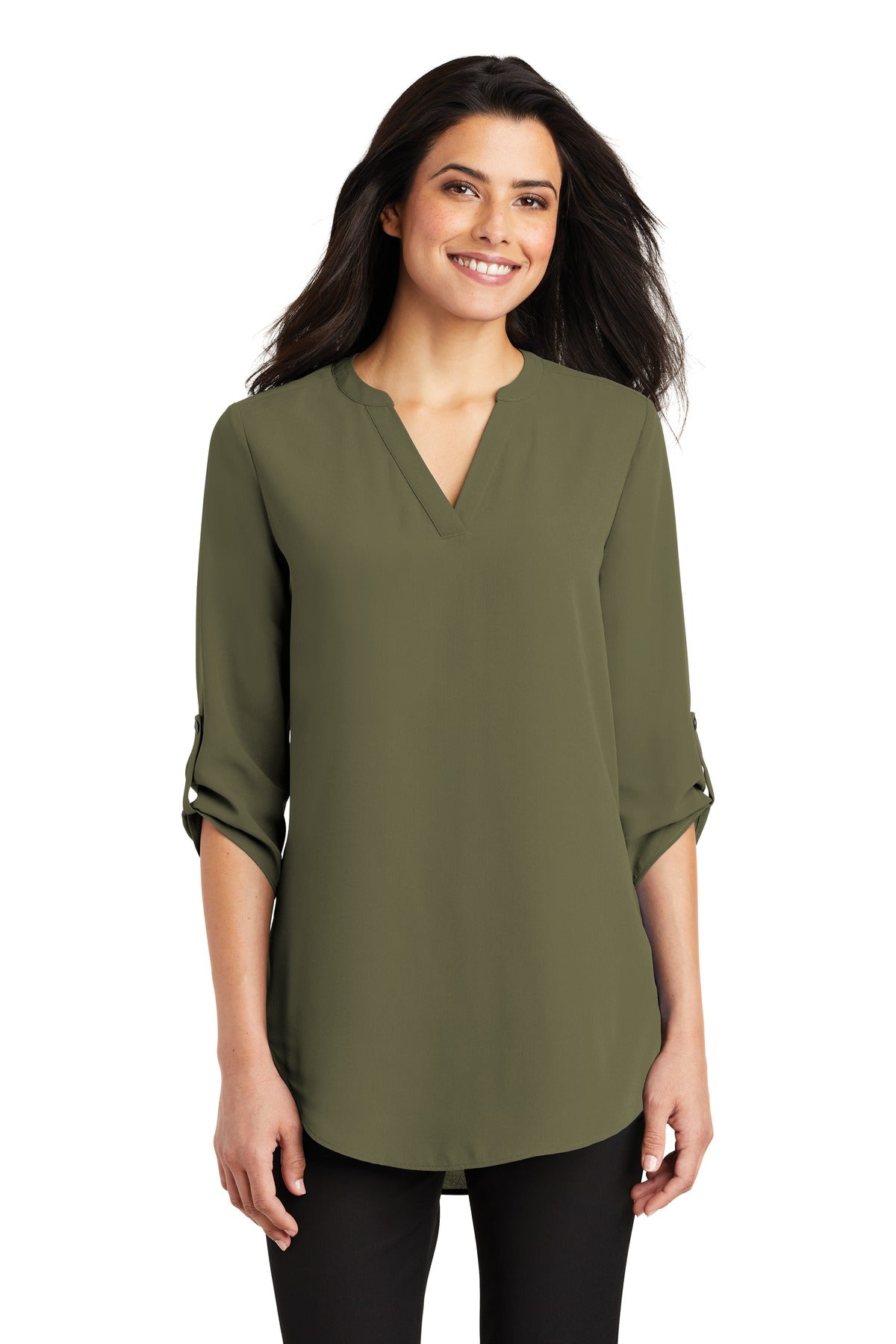 Port Authority Women's 3/4-Sleeve Tunic Blouse. LW701 - Deep Olive