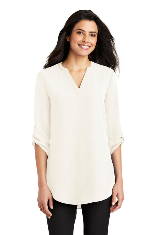 Port Authority Women's 3/4-Sleeve Tunic Blouse. LW701 - Ivory Chiffon