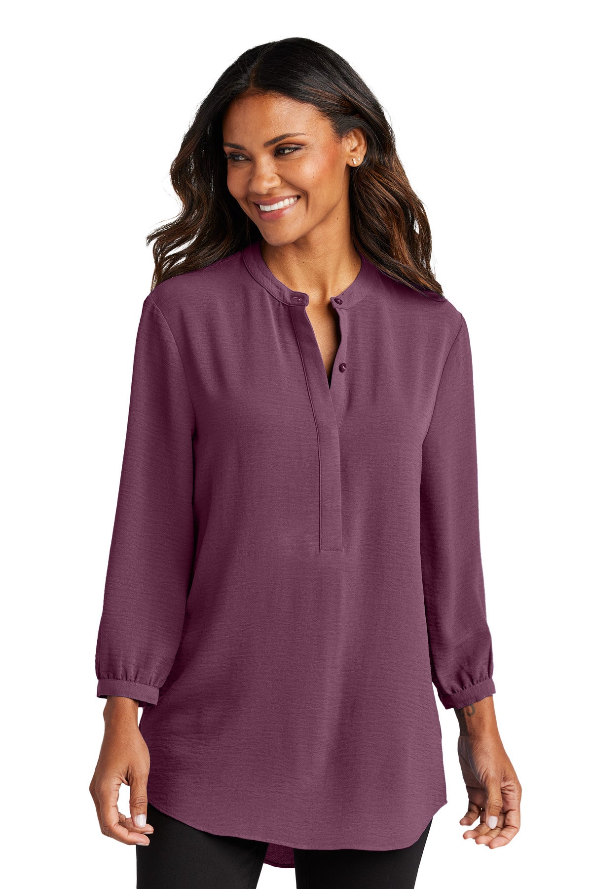 Port Authority Women's 3/4-Sleeve Textured Crepe Tunic LW713 - Purple Mist