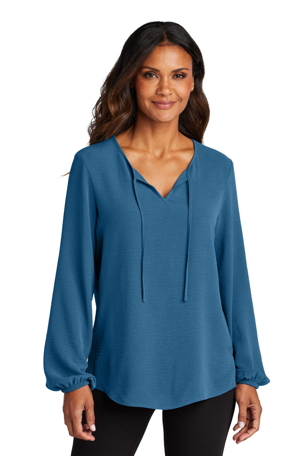 Port Authority Women's Textured Crepe Blouse LW714 - Aegean Blue