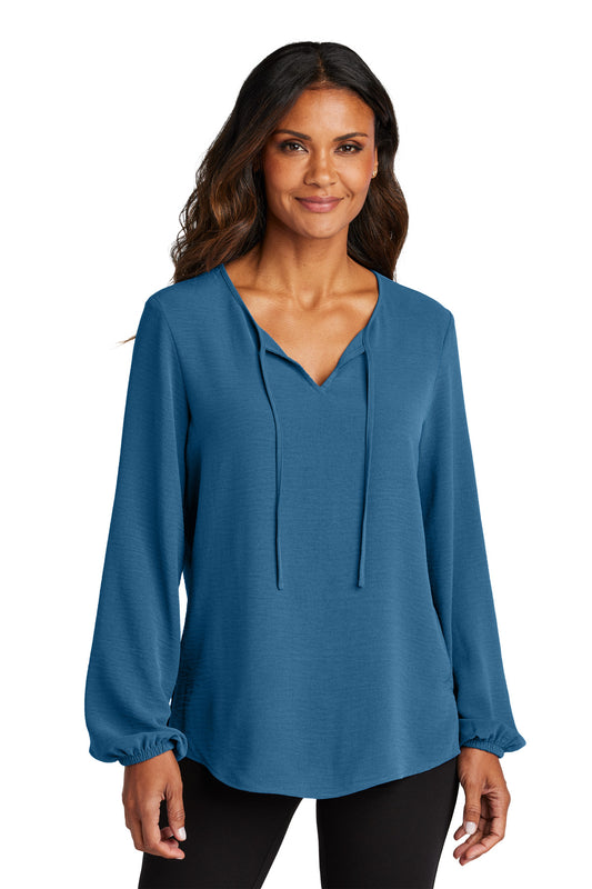 Port Authority Women's Textured Crepe Blouse LW714 - Aegean Blue