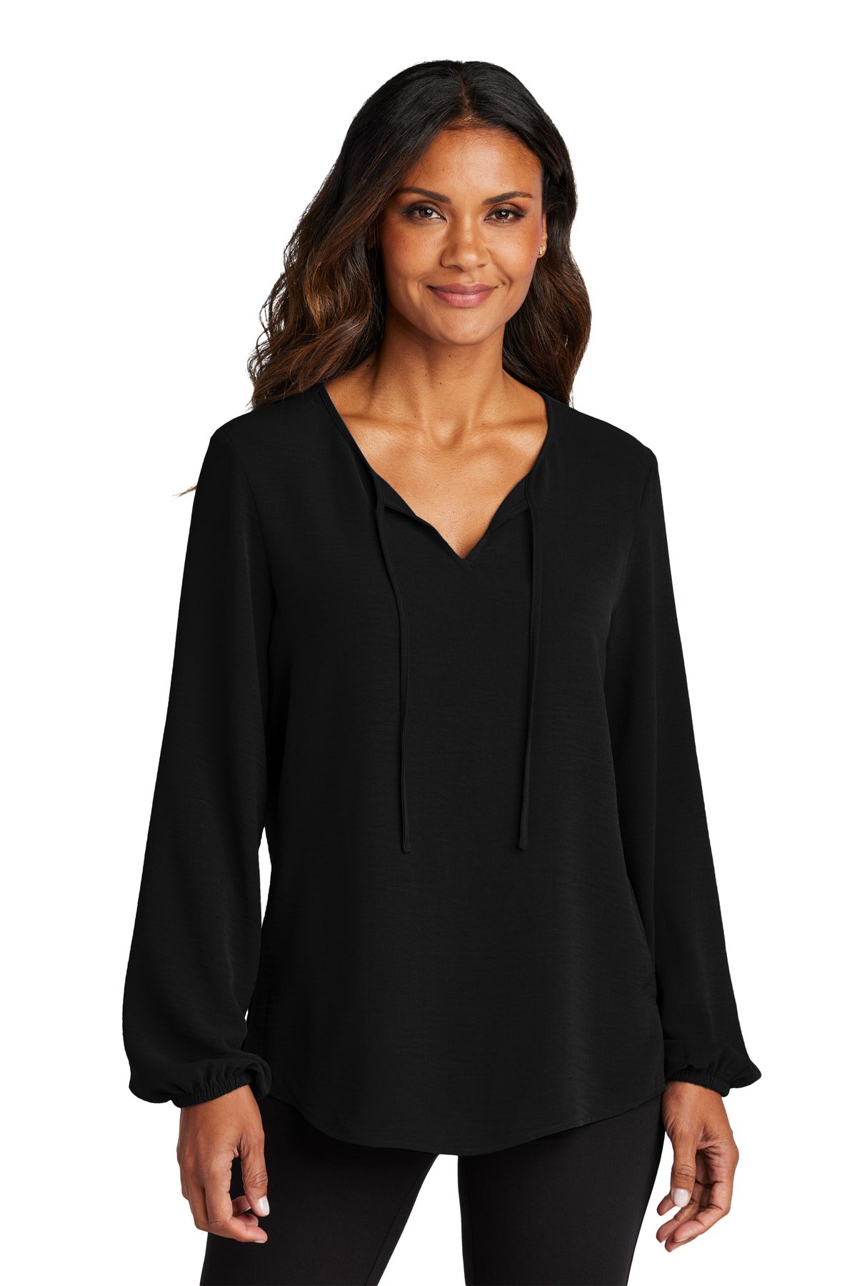 Port Authority Women's Textured Crepe Blouse LW714 - Deep Black