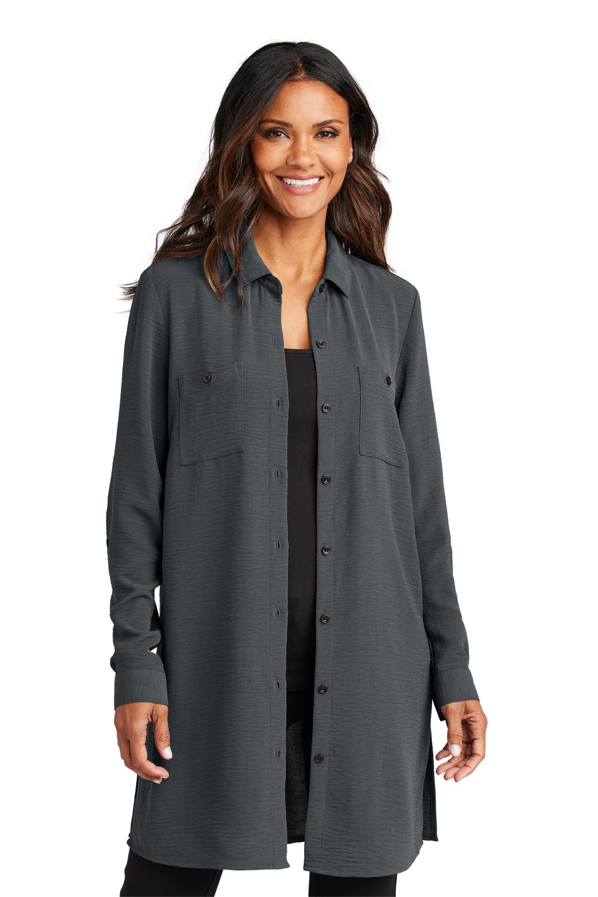 Port Authority Women's Textured Crepe Long Tunic LW715 - Graphite