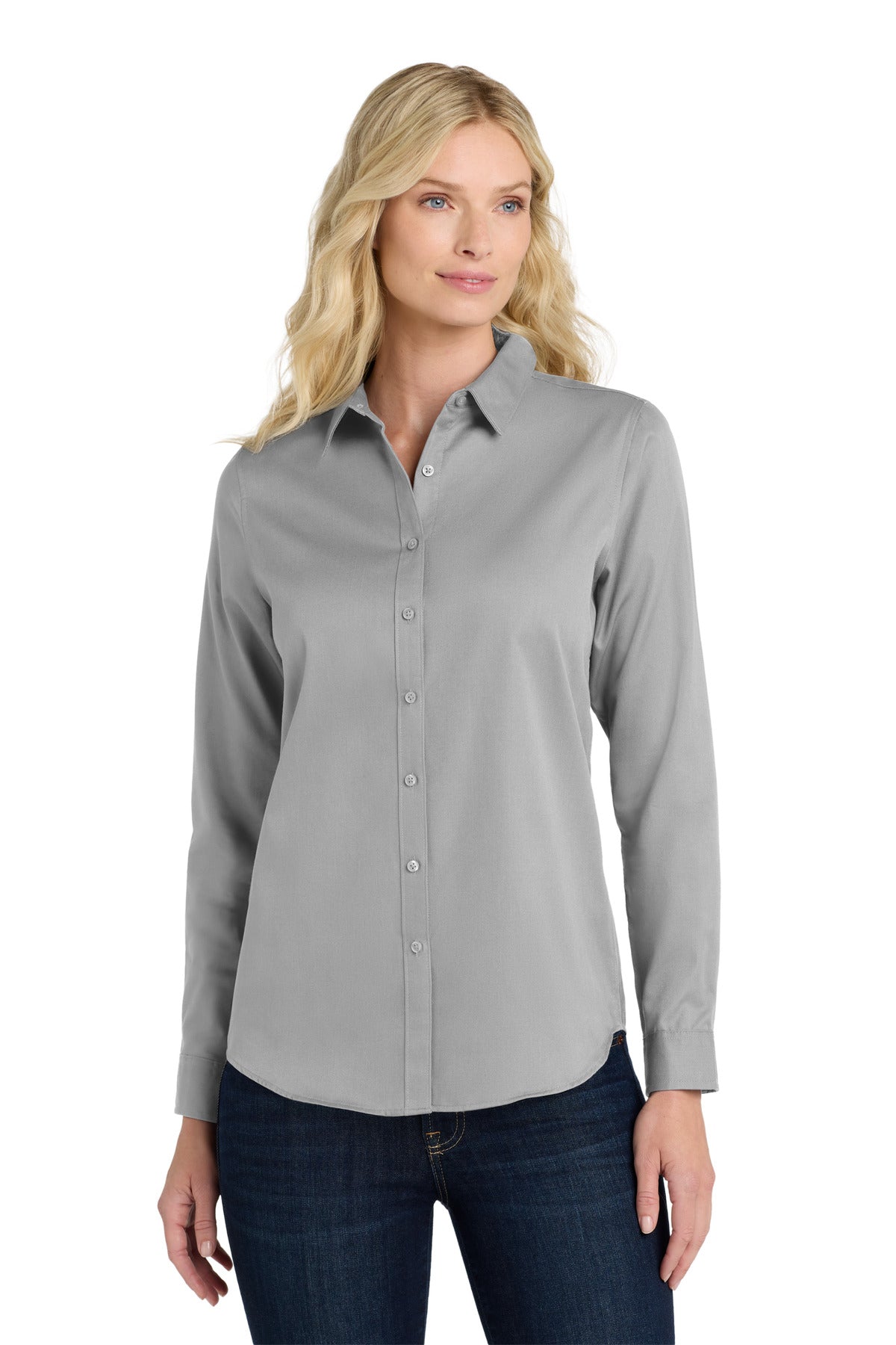 Port Authority Women's Long Sleeve SuperPro ReactTwill Shirt. LW808 - Gusty Grey