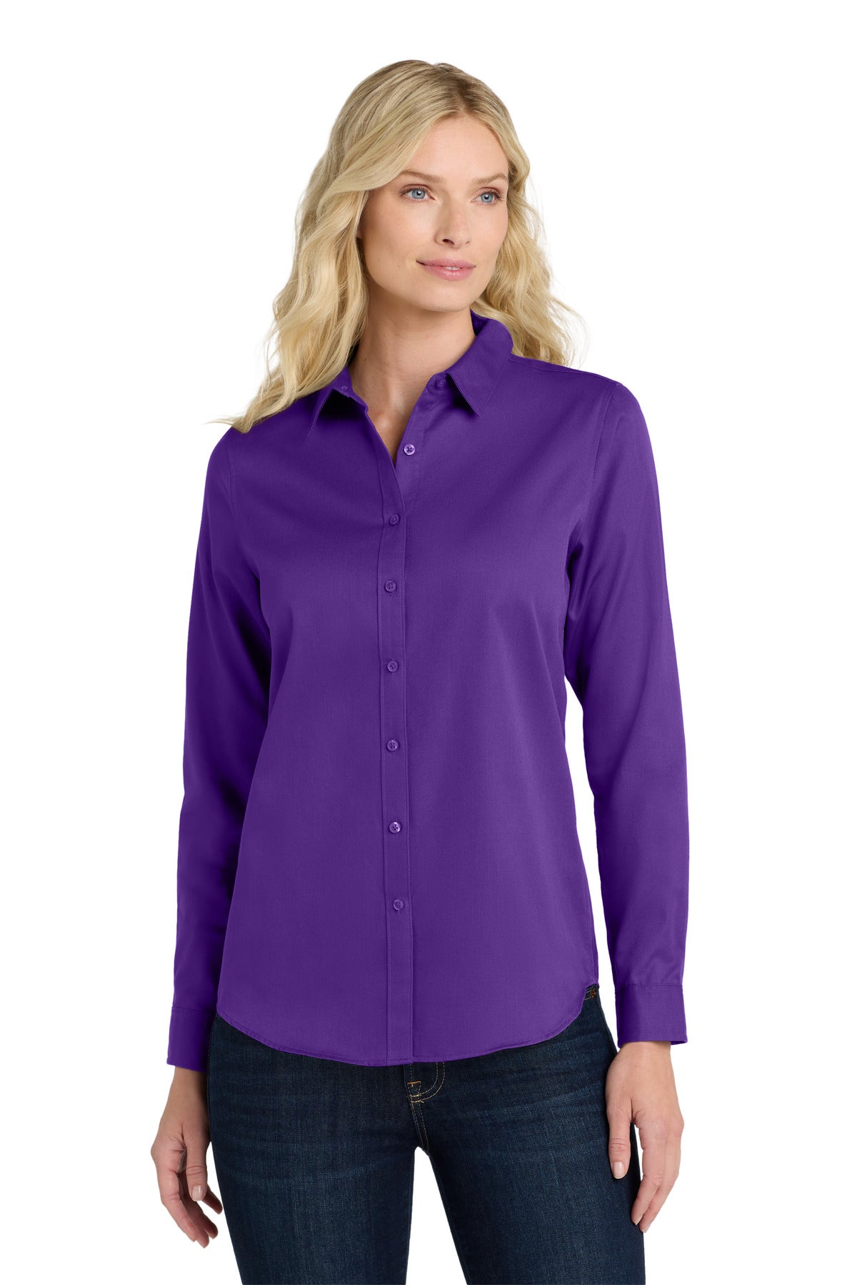 Port Authority Women's Long Sleeve SuperPro ReactTwill Shirt. LW808 - Purple